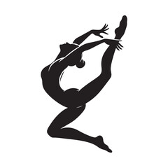 Gymnast Silhouette - Dynamic Black Vector Art of a Dancer in Expressive Motion - Vector Stock
