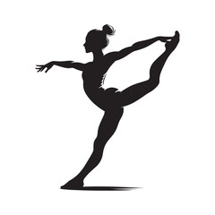 Fototapeta na wymiar Black Vector Depiction of a Gymnast Silhouette in Graceful Dance Poses - Gymnast Silhouette - Vector Stock 