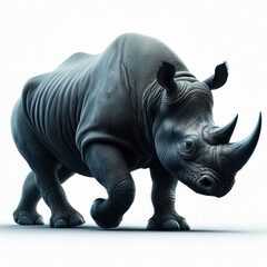 Obraz premium black rhinoceros, rhino, Rinoceronte negro, Diceros bicornis, isolated White background