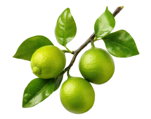 Fresh delicious limes on branch, cut out