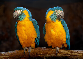 Pair of Blue and yellow macaws