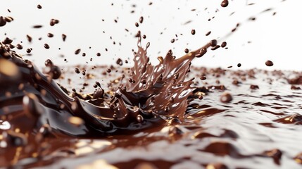 Fototapeta premium melted chocolate splash on a white background