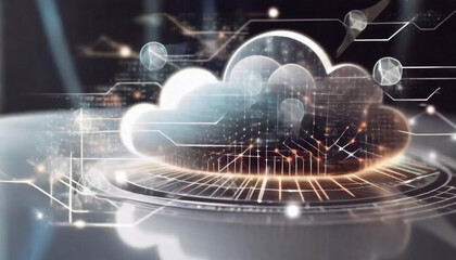 Digital technology background, cloud computing. Business Intelligence, global network, Data analysis. generative ai