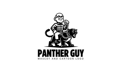 Panther Guy vectorized mascot logo , black ad white logo , editable logo