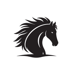 Versatile black horse silhouette vector, adding a touch of elegance and sophistication to a broad spectrum of design applications - vector stock.
