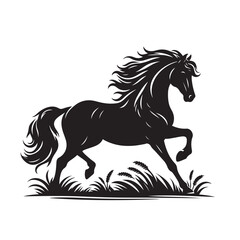 Bold and impactful, this vector horse silhouette in black stands out, making a statement in your creative designs - vector stock.
