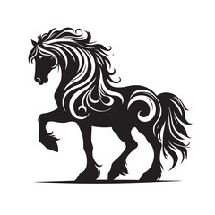 Dynamic movement captured in this black horse silhouette vector, enhancing the visual appeal and drama in your design compositions - vector stock.
