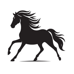 Intricate details and graceful lines converge in this captivating black horse silhouette vector, offering a stylish and versatile addition to your designs - vector stock.
