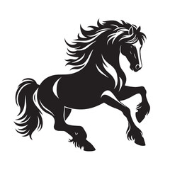 Majestic and refined, a black horse silhouette vector that exudes regality, elevating the visual appeal of your design compositions - vector stock.
 - obrazy, fototapety, plakaty