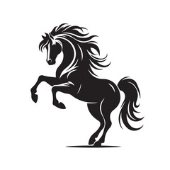 Striking contrast defines this captivating black horse silhouette vector, creating visual interest for your diverse design applications - vector stock.

