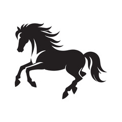 Versatile black horse silhouette vector, adding a touch of elegance and sophistication to a wide array of design applications - vector stock.
