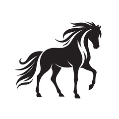 Naklejka na ściany i meble Aesthetically pleasing vector illustration featuring a black horse silhouette, adding grace and charm to your projects - vector stock. 