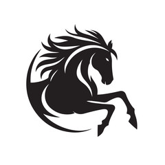 Aesthetically pleasing vector illustration featuring a black horse silhouette, adding grace to your design projects - vector stock.
 - obrazy, fototapety, plakaty