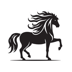 Obraz na płótnie Canvas Dynamic and fluid, this black horse silhouette vector adds a touch of sophistication to any project - vector stock. 
