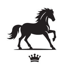 Intricately detailed black horse silhouette in vector format, ideal for diverse design applications - vector stock.
