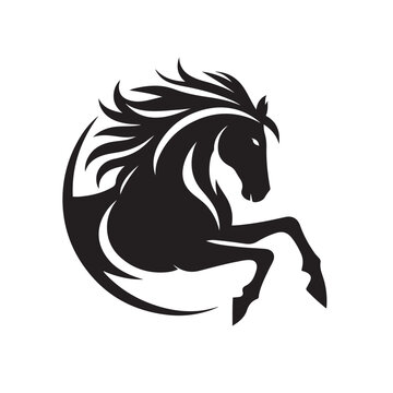 Aesthetically pleasing vector illustration featuring a black horse silhouette, adding grace to your design projects - vector stock.
