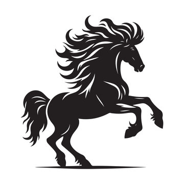 Elegant and powerful, this vector horse silhouette in black offers versatility for your design needs - vector stock.
