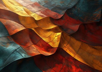 A cubism-inspired representation of the German flag, with fragmented shapes and multiple perspective