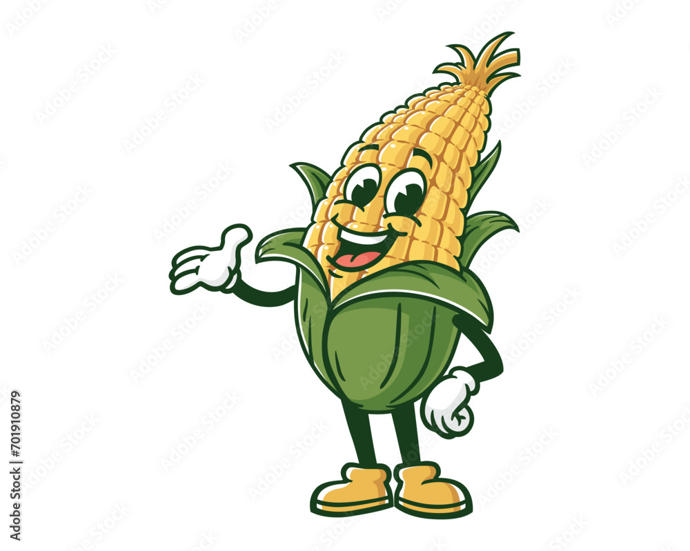 Wall mural Corn maize cartoon mascot illustration character vector clip art hand drawn