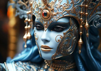 Behangcirkel Venetian carnival mask. Tradition and glamour. AI generated © Alicina