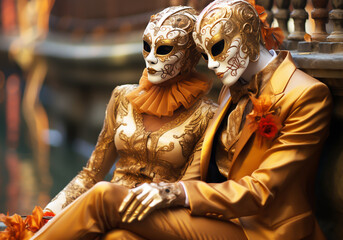 Venetian carnival mask. Tradition and glamour. AI generated