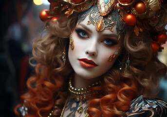 Venetian carnival mask. Tradition and glamour. AI generated
