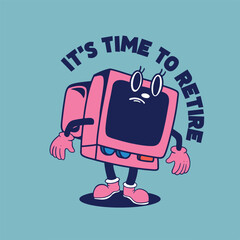 vintage character design of old computers retro mascot. suitable for t-shirt, poster, sticker and etc.