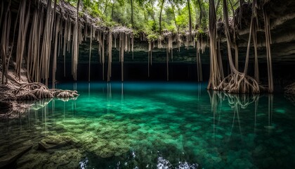 Cenote, underground tropical lake - Powered by Adobe