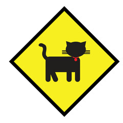 Black cat on board sign with silhouette of a cat