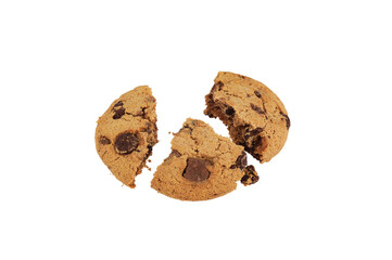 Chocolate chip cookies isolated on white background with png. Homemade pastry. Sweet biscuits	
