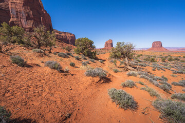 hiking in the monument valley, arizona, usa
