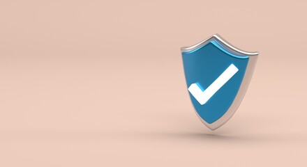 Protective shield, security, protected, inviolable, security in place (3d illustration)