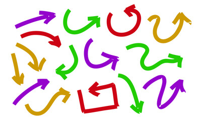 Arrows of different shapes. Abstract symbol for direction and path indication. Graphic pointer