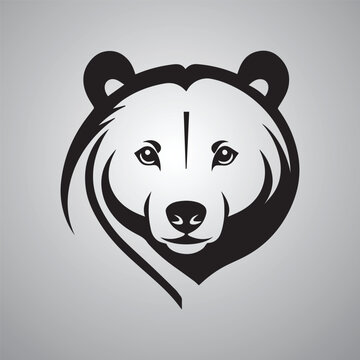 animal illustration, bear illustration with solid color black and white vector elements