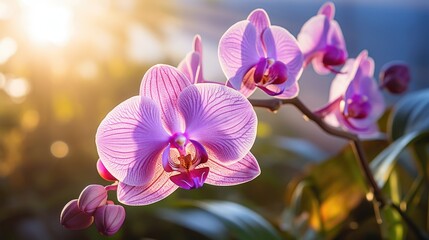 beautiful orchid flower bouquet sun shines brightly