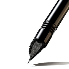 Stationery sharp pen-pen in black color on a background. School concept.