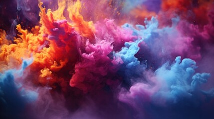 Obraz na płótnie Canvas Abstract multi colored powder explosion, Colorful dust explode. Painted Holi powder festival.