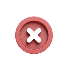 Obraz premium White cross mark on red circle. Isolated. Tick symbol. X. Wrong. 3d illustration.