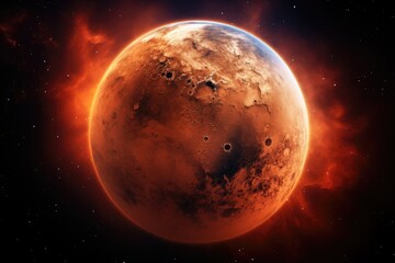 Obraz na płótnie Canvas planet Mars, the red planet on black background