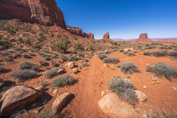 hiking in the monument valley, arizona, usa