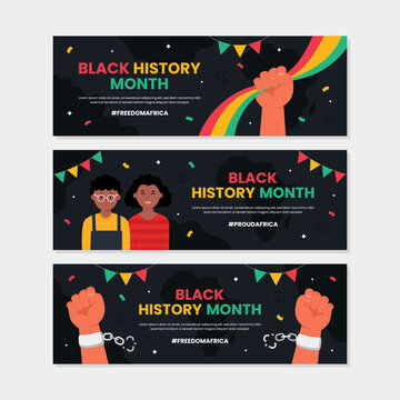 Black History Month Celebration Horizontal Banner Template Set