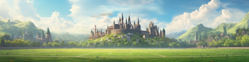 Obraz premium Beautiful Arabian Style Ancient City with Clouds Birds in Sky Created with Generative AI Technology