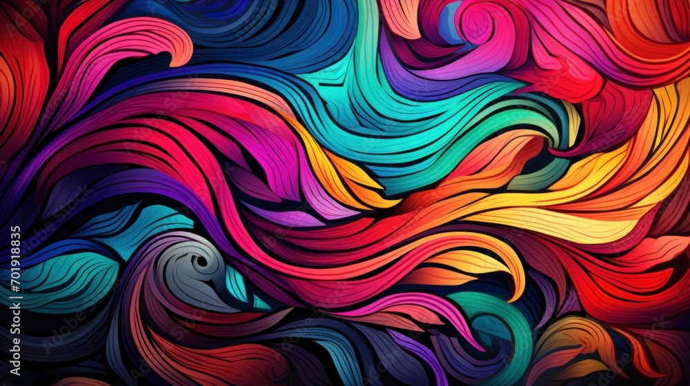 Poster vibrant abstract colorful waves background. dynamic and vivid abstract background with flowing color