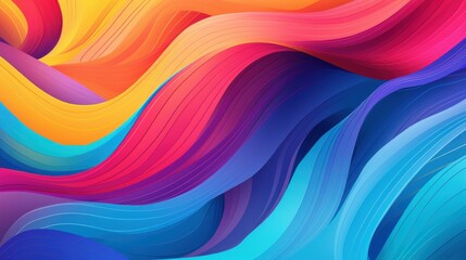 Obraz premium Vibrant Abstract Colorful Waves Background. Dynamic and vivid abstract background with flowing colorful waves, suitable for creative design projects.