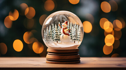 Fototapeta na wymiar A snowman in a Christmas bubble