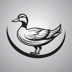 Duck Icon on Black logo icon and White Vector illustration silhouette