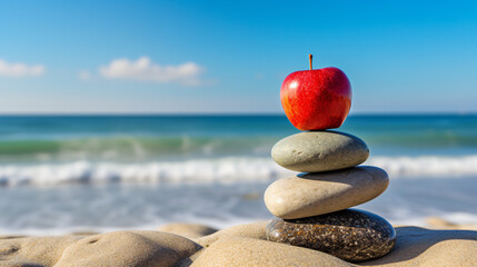 A stack of rocks sitting on top of a sandy beach - Powered by Adobe