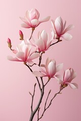 Fototapeta premium fresh magnolia flower and pink background