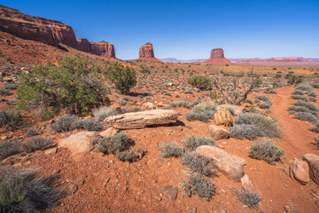 hiking in the monument valley, arizona, usa
