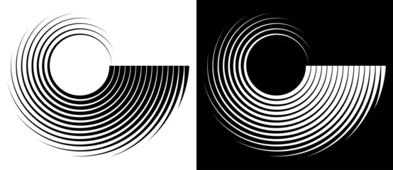 Türaufkleber Abstract background with lines in circle. Art design spiral as logo or icon. A black figure on a white background and an equally white figure on the black side. © Mykola Mazuryk